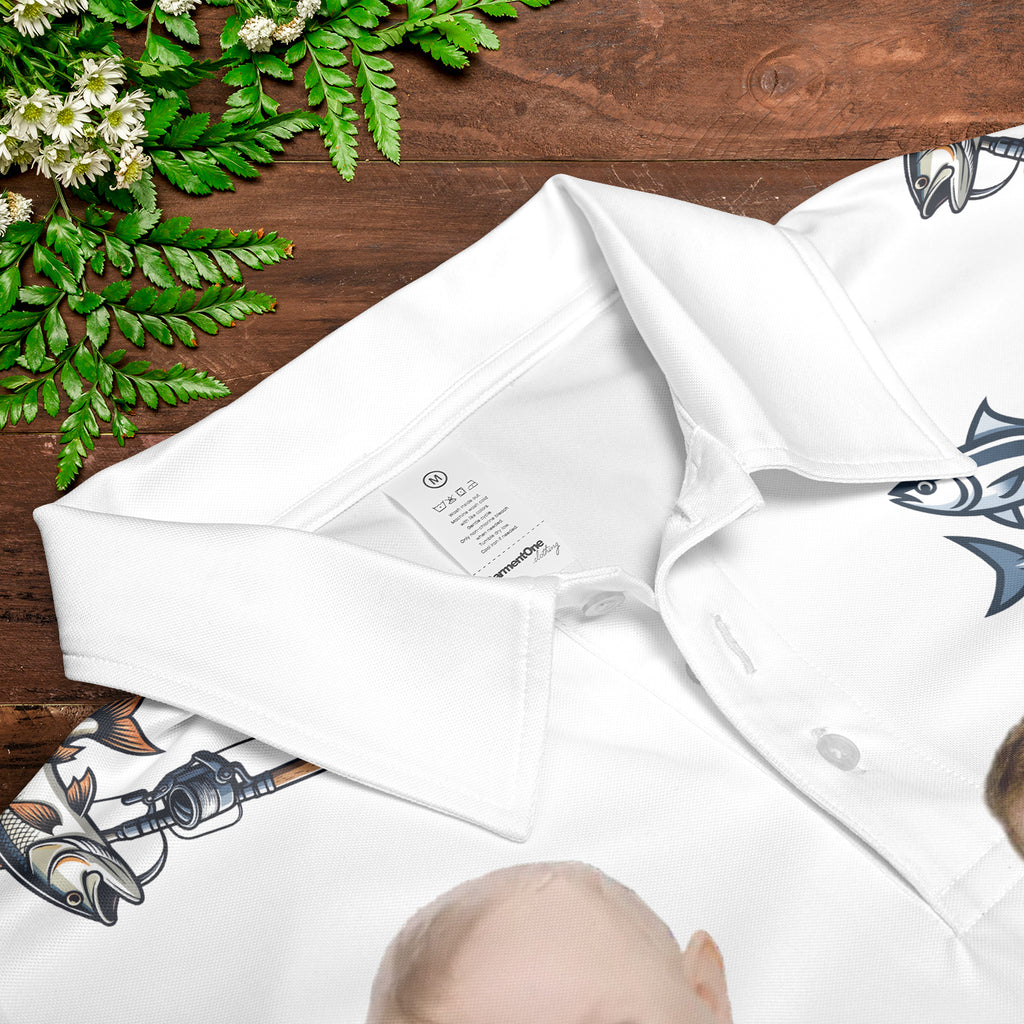 Fishing Best Dad by Lake - Personalized Photo Polo Shirt - Gift For Dad