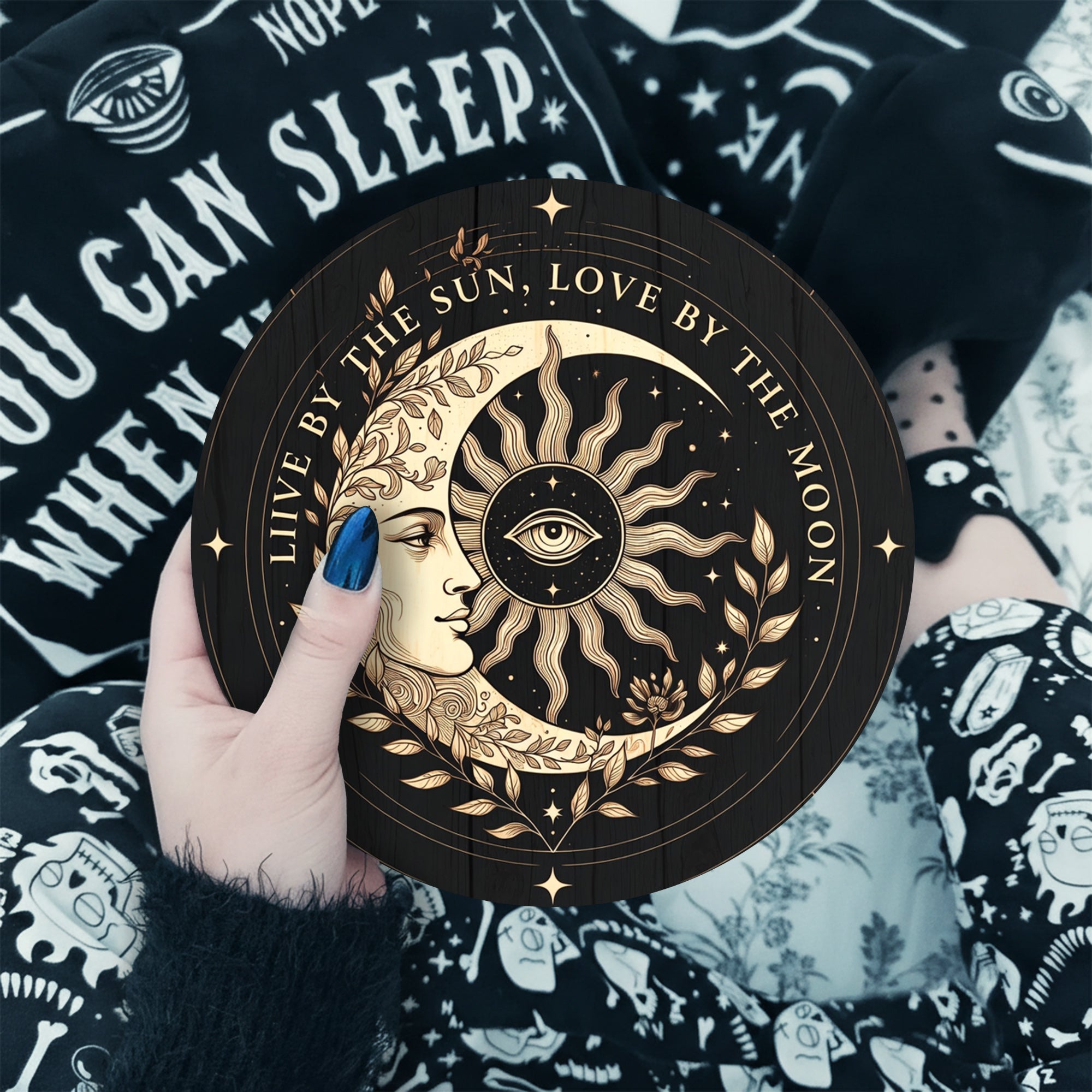 Sun Moon Face Wooden Spiritual Wall Decor