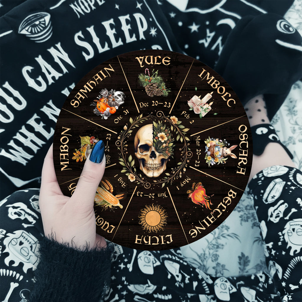 Skull Seasonal Wheel of the Year Wooden Gothic Decor
