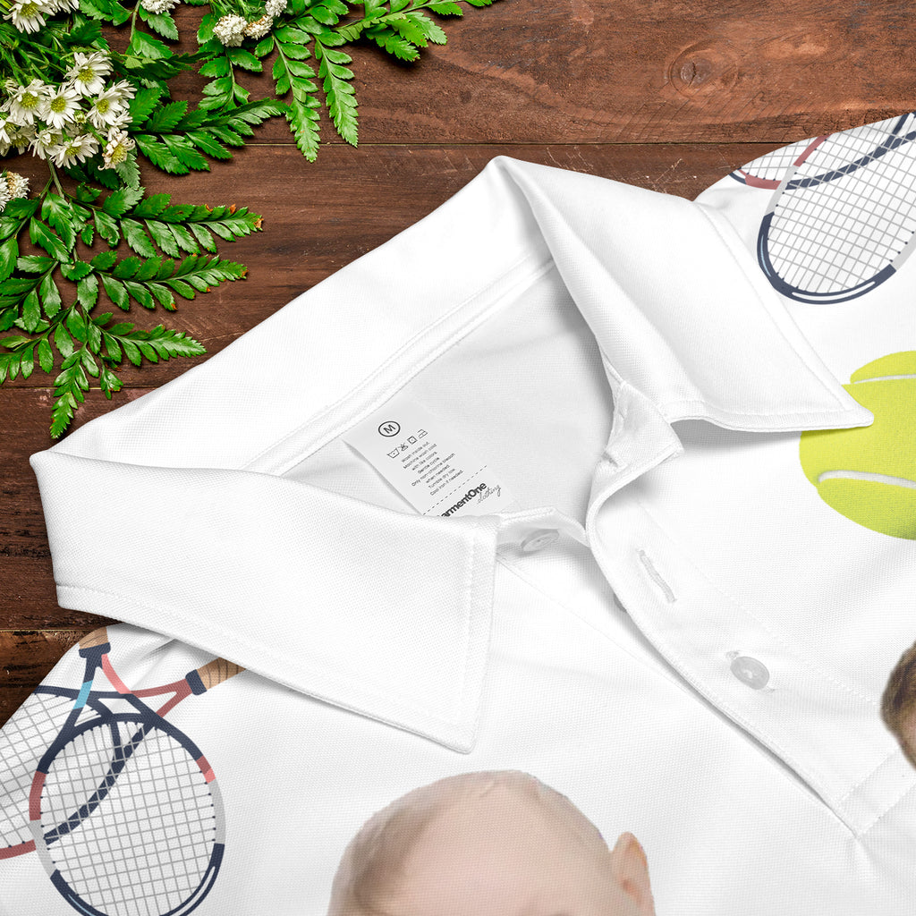 Tennis Best Dad by the Court - Personalized Photo Polo Shirt - Gift For Dad