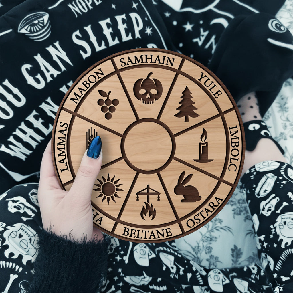 Wheel of the Year Sabbat Calendar Wooden Pagan Printable Wall Art