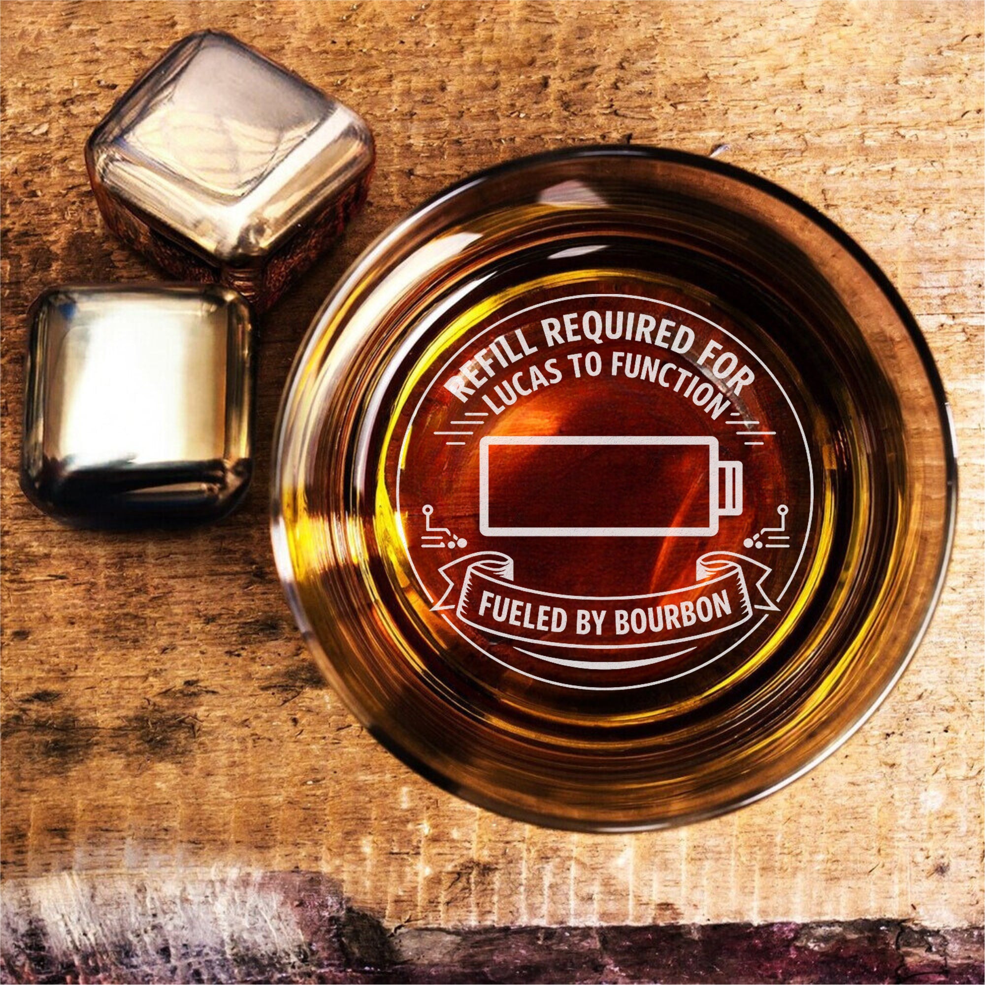 Fueled by Bourbon - 11oz Custom Whiskey Glass
