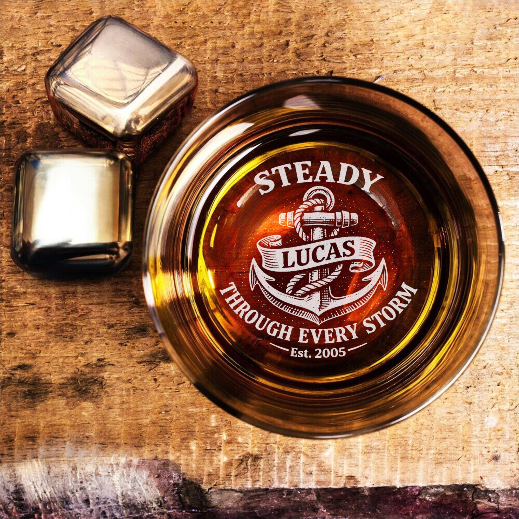 Personalized Whiskey Glass – Steady Through Every Storm