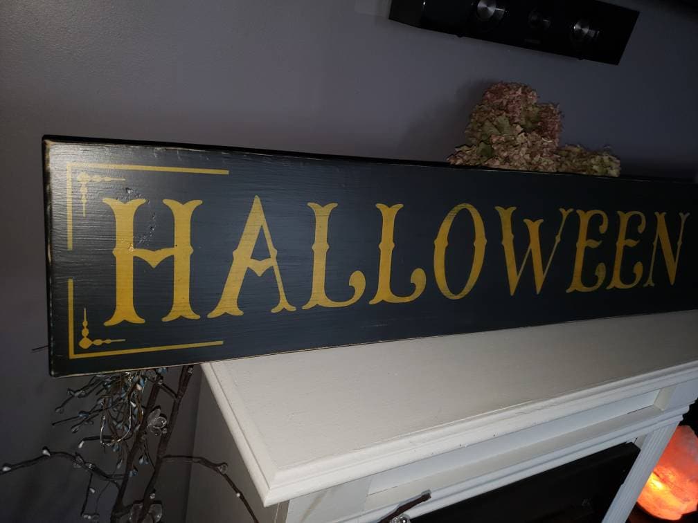 Hocus Pocus Sign Large Horizontal Halloween Sign Spooky Fall Decor Rustic Primitive Halloween Distressed Wood Wall Hanging Witch Decoration