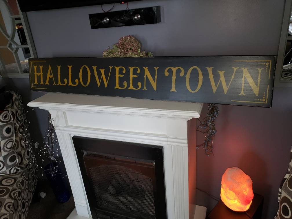Hocus Pocus Sign Large Horizontal Halloween Sign Spooky Fall Decor Rustic Primitive Halloween Distressed Wood Wall Hanging Witch Decoration