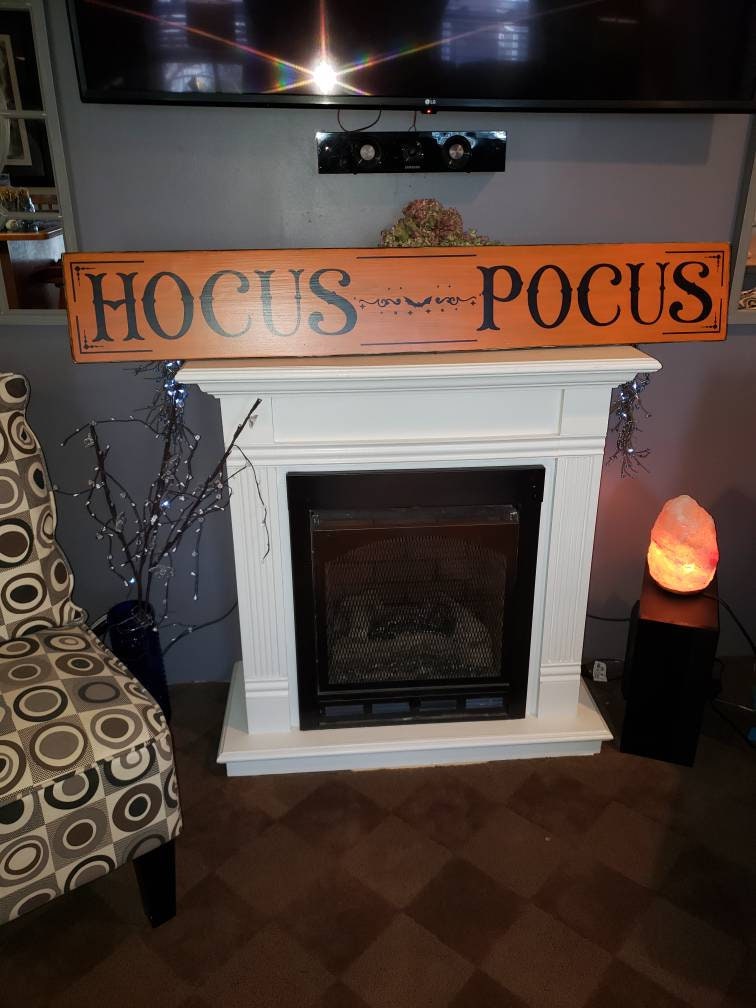Hocus Pocus Sign Large Horizontal Halloween Sign Spooky Fall Decor Rustic Primitive Halloween Distressed Wood Wall Hanging Witch Decoration