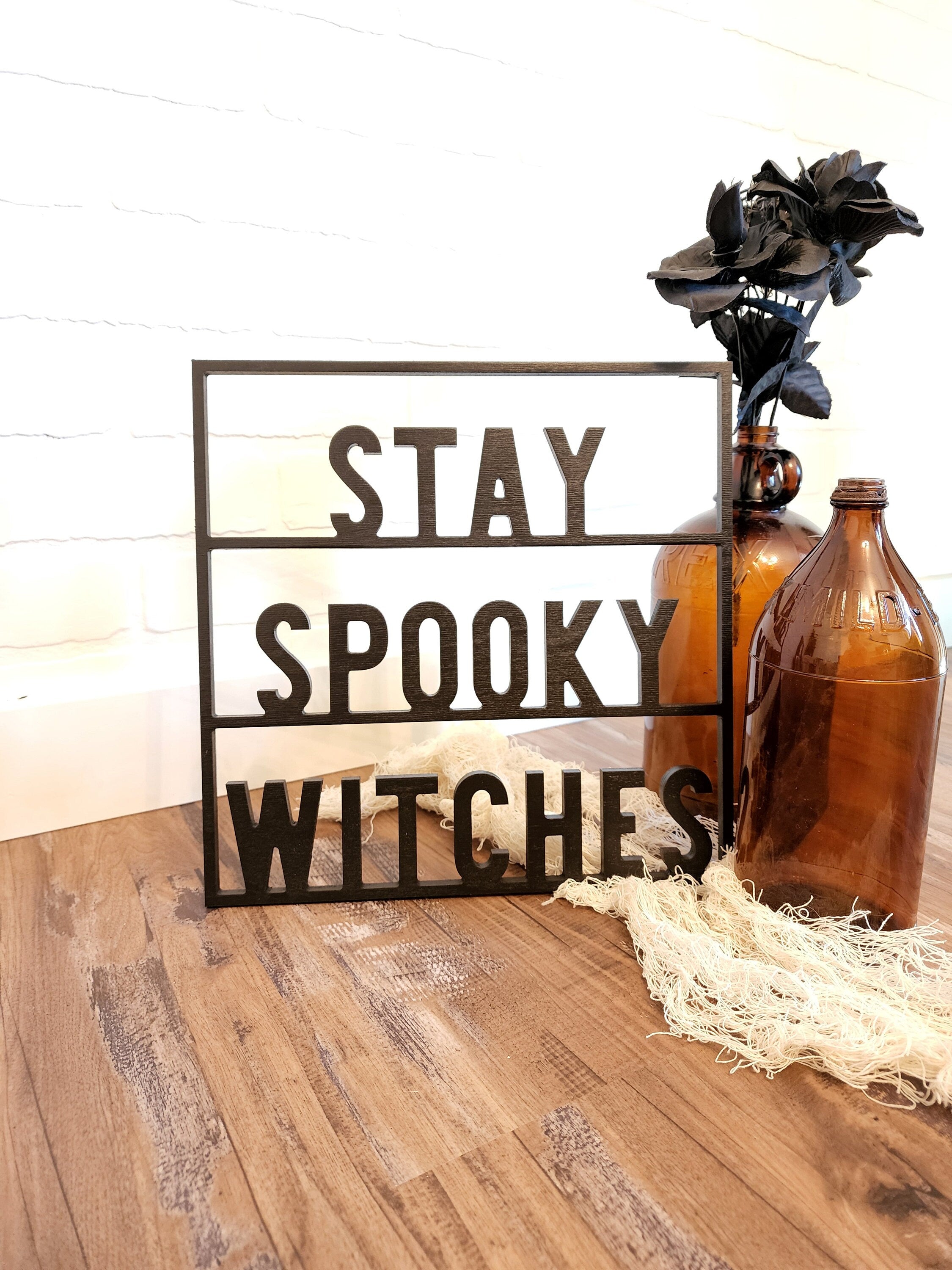 Stay Spooky Witches Sign, Spooky Vibes, Halloween Decor, Halloween Wood Sign, Halloween Door Sign, Trick Or Treat Sign, Halloween Wall Art