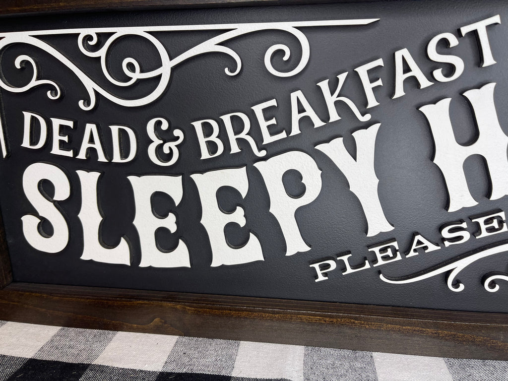 Sleepy Hollow Dead and Breakfast, 3D Halloween Sign, Halloween Decor, Pumpkins, Spooky Decor, Mantel Decor