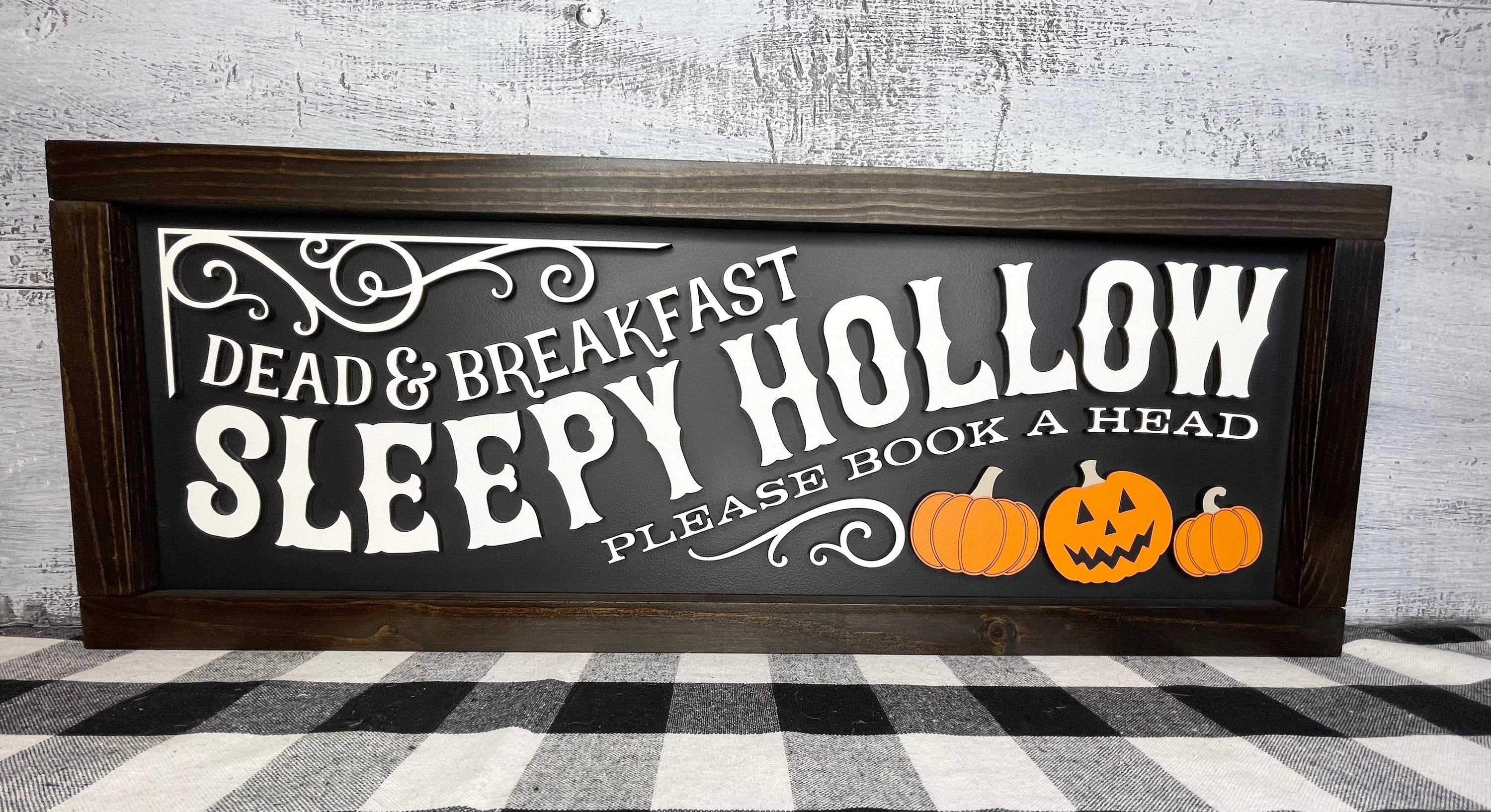 Sleepy Hollow Dead and Breakfast, 3D Halloween Sign, Halloween Decor, Pumpkins, Spooky Decor, Mantel Decor