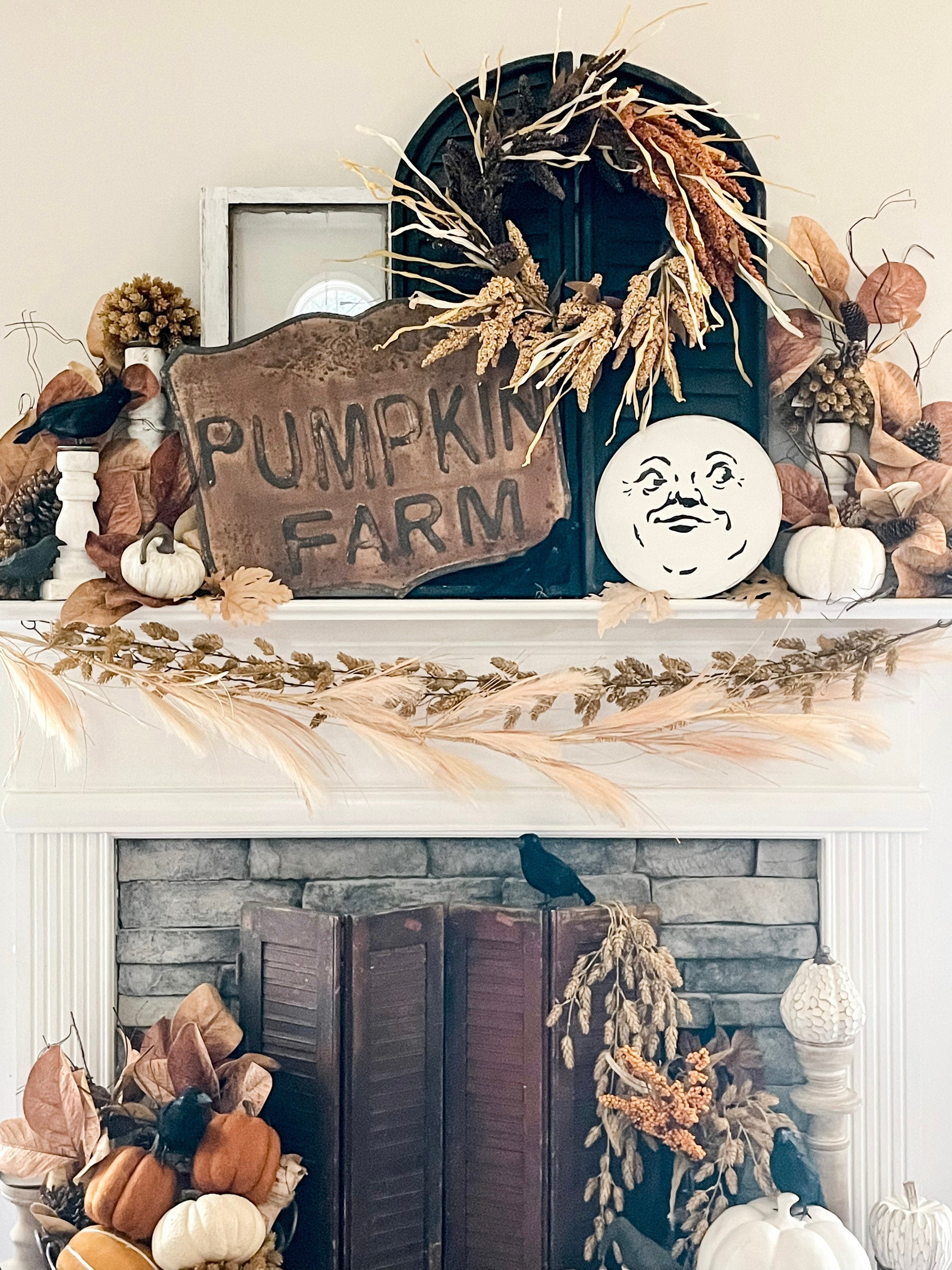 Man In the moon sign, Halloween decor, Halloween sign, fall sign, Falloween, man in the moon, fall mantle, Halloween shelf, Halloween