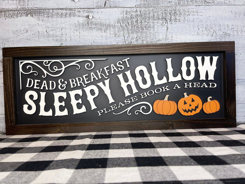 Sleepy Hollow Dead and Breakfast, 3D Halloween Sign, Halloween Decor, Pumpkins, Spooky Decor, Mantel Decor