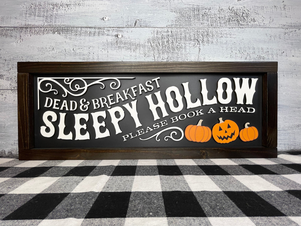 Sleepy Hollow Dead and Breakfast, 3D Halloween Sign, Halloween Decor, Pumpkins, Spooky Decor, Mantel Decor