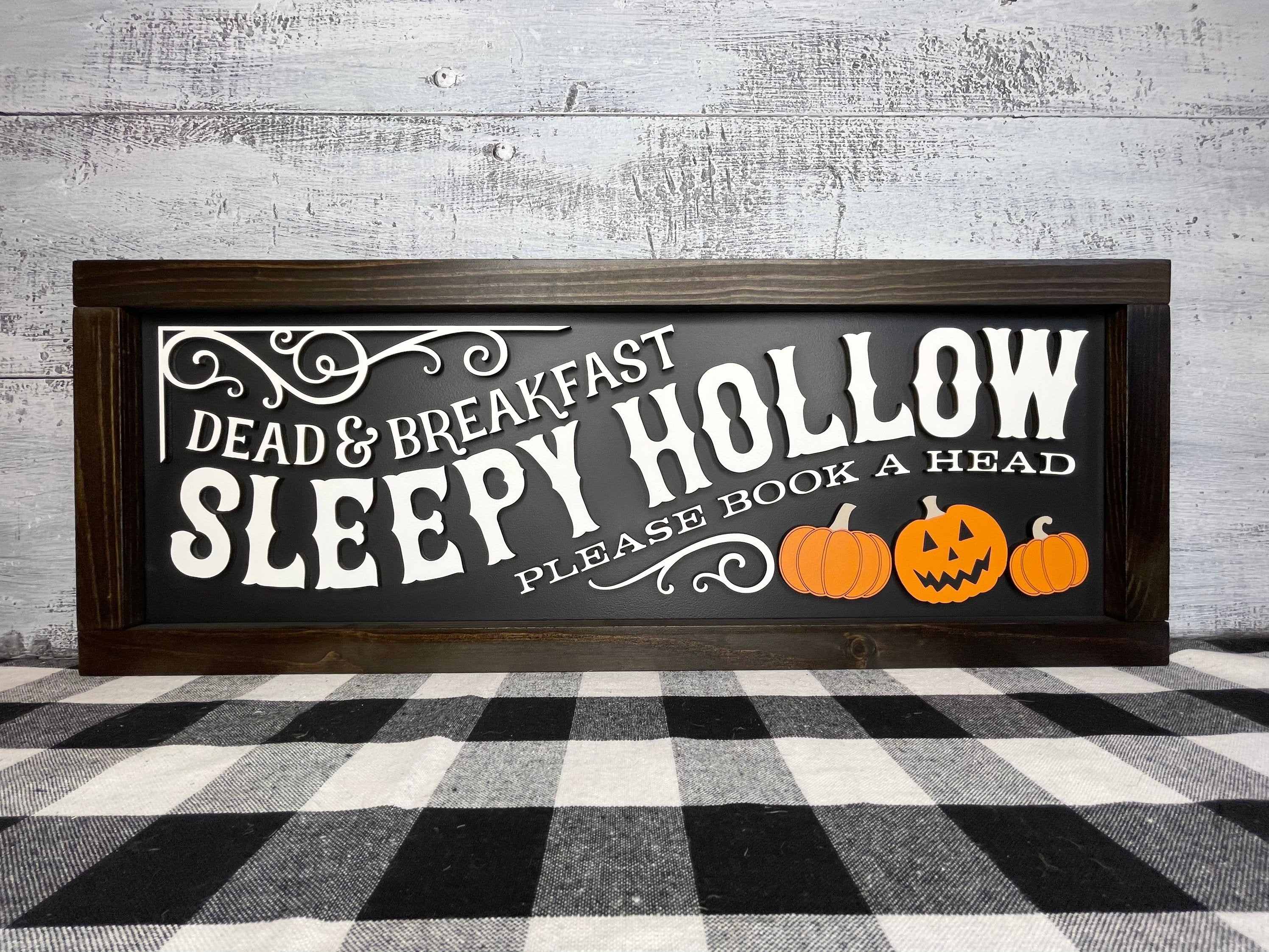 Sleepy Hollow Dead and Breakfast, 3D Halloween Sign, Halloween Decor, Pumpkins, Spooky Decor, Mantel Decor