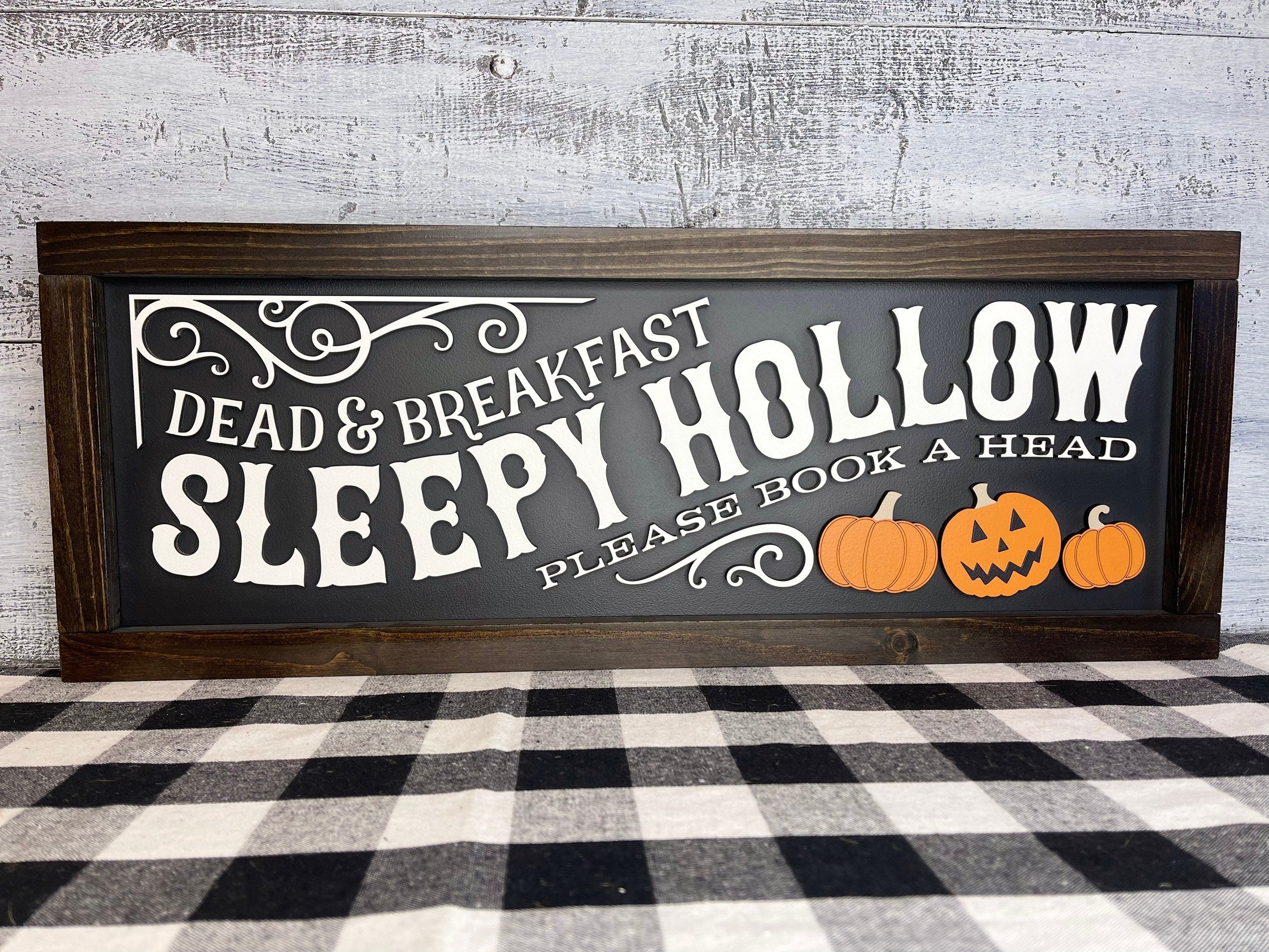 Sleepy Hollow Dead and Breakfast, 3D Halloween Sign, Halloween Decor, Pumpkins, Spooky Decor, Mantel Decor