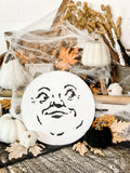Man In the moon sign, Halloween decor, Halloween sign, fall sign, Falloween, man in the moon, fall mantle, Halloween shelf, Halloween