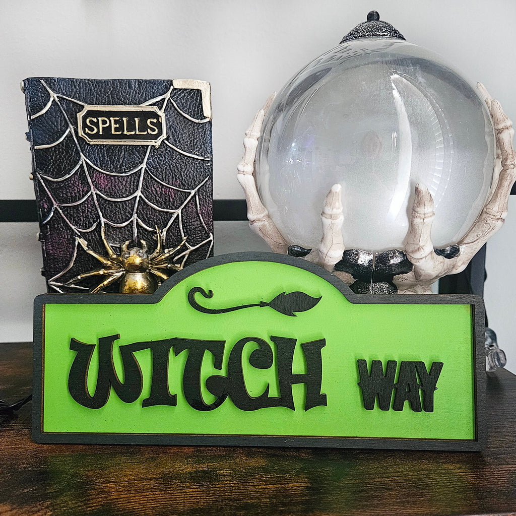 Halloween Street Sign Wood Home Decor | Halloween Table Decor | Tiered Tray Sign | Spooky Shelf Sitter