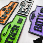 Halloween Street Sign Wood Home Decor | Halloween Table Decor | Tiered Tray Sign | Spooky Shelf Sitter