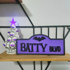 Halloween Street Sign Wood Home Decor | Halloween Table Decor | Tiered Tray Sign | Spooky Shelf Sitter