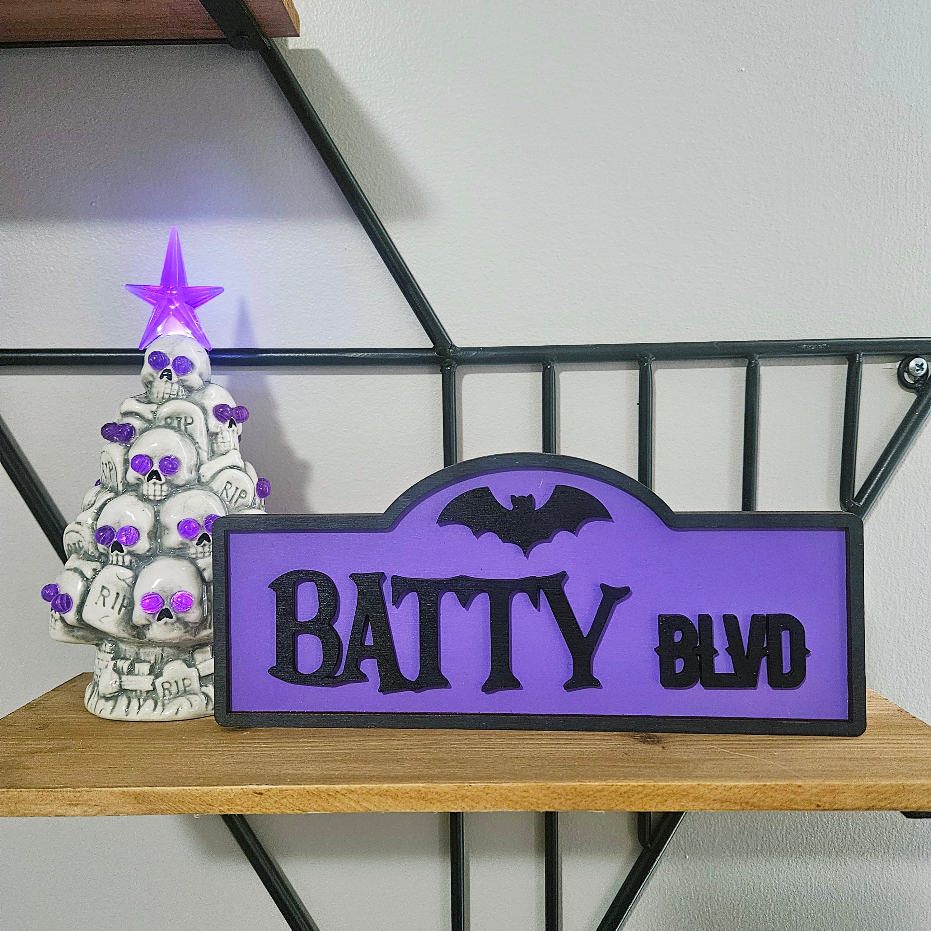 Halloween Street Sign Wood Home Decor | Halloween Table Decor | Tiered Tray Sign | Spooky Shelf Sitter
