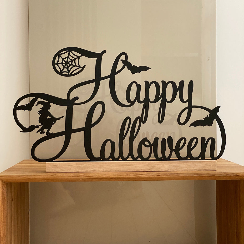 Freestanding Happy Halloween Sign, Welcome Halloween sign, Wood Halloween Sign, Happy Halloween Signs, Halloween Mantel and Table decor