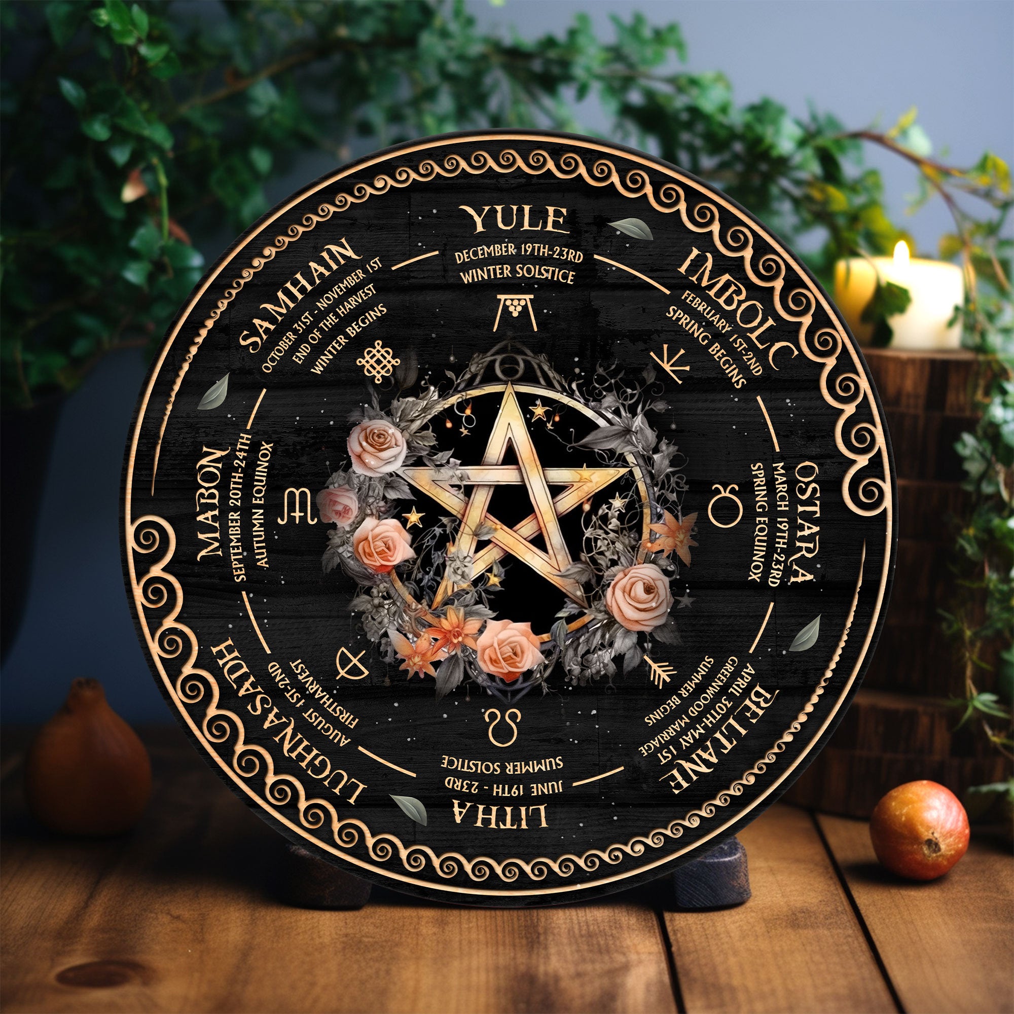 Personalized Tree of Life Wheel Of The Year Wooden Sign