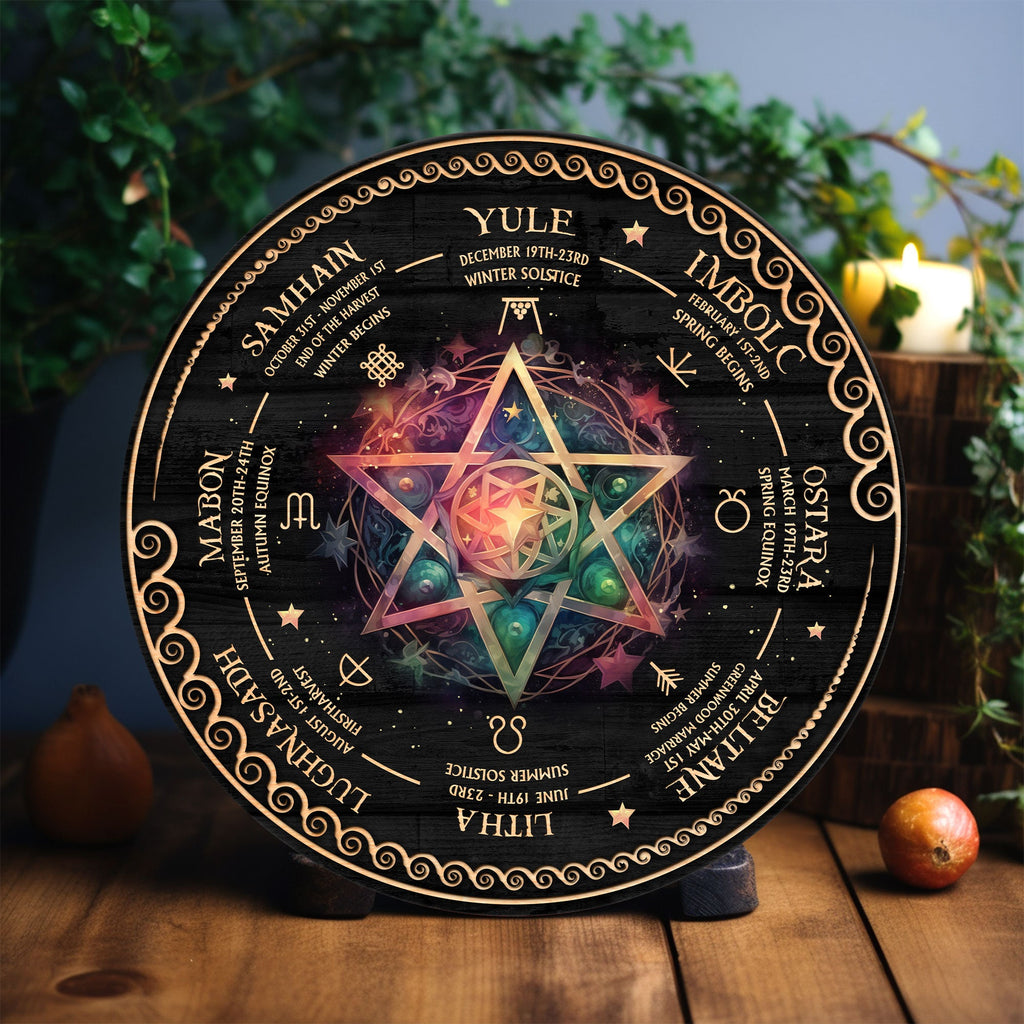 Personalized Tree of Life Wheel Of The Year Wooden Sign