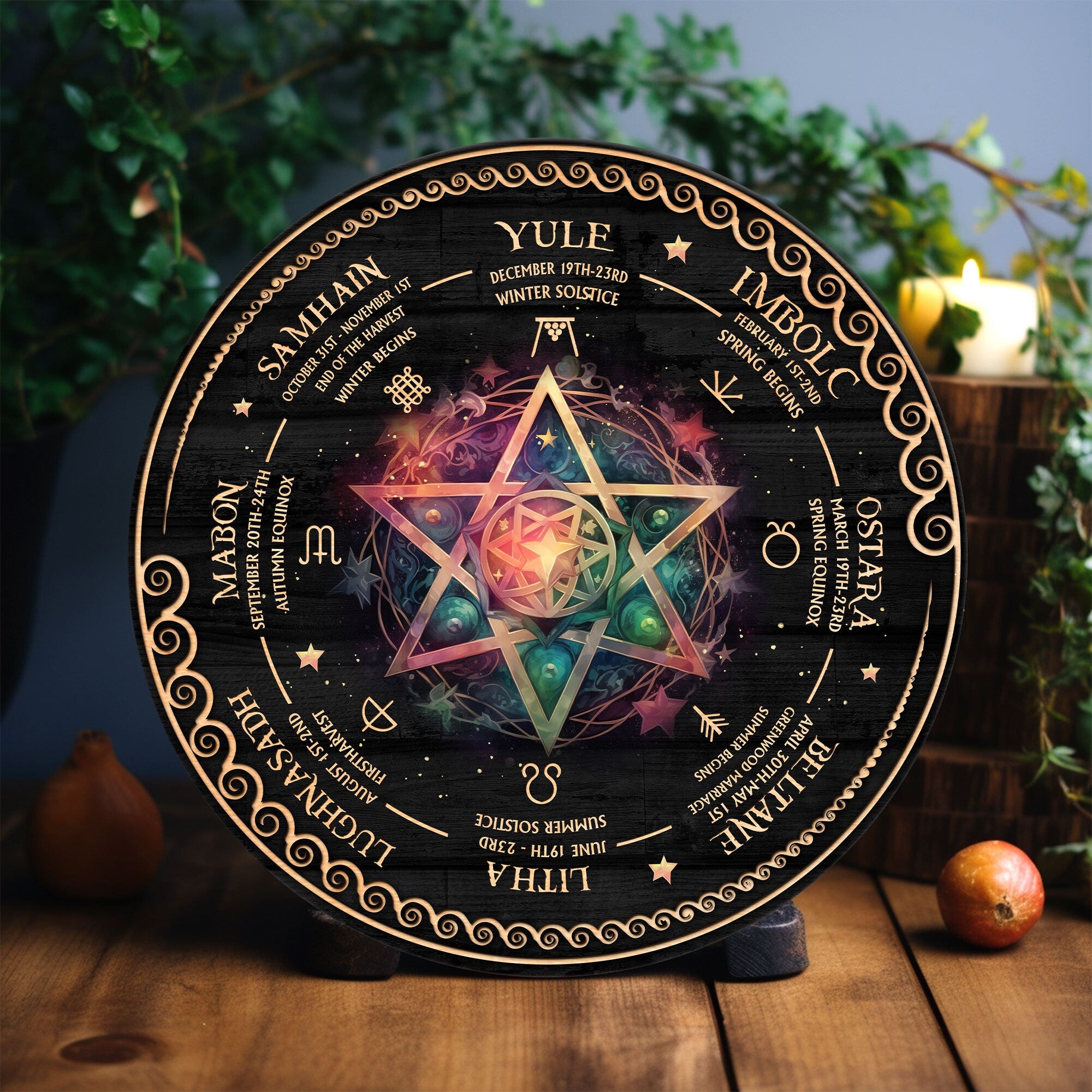 Personalized Wheel Of The Year Wooden Sign