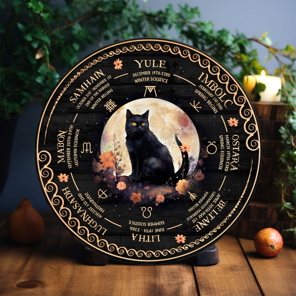Personalized Pentagram Wheel Of The Year Wooden Sign