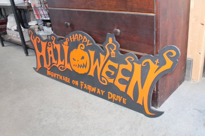 Customizable Text Happy Halloween Jack O Lantern Spooky Forest Black Cat Prop Wooden Decor Fall Autumn Decoration Sign Haunted Grave Yard