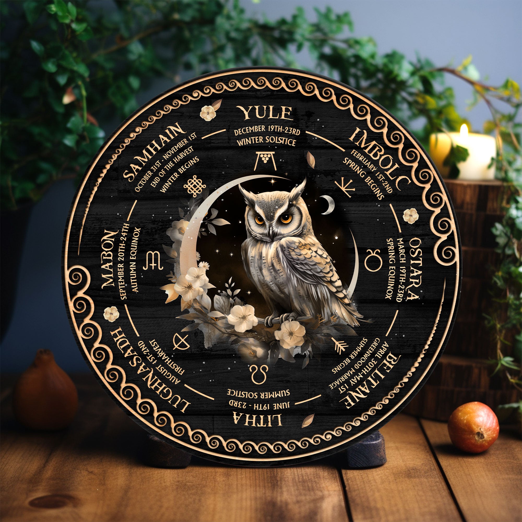 Personalized Pentagram Wheel Of The Year Wooden Sign