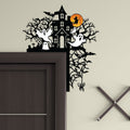 Halloween Door Corner Metal Sign, Haunted Mansion with Ghost Door Topper, Halloween Silhouette, Door Topper, Halloween Decor, Halloween Gift