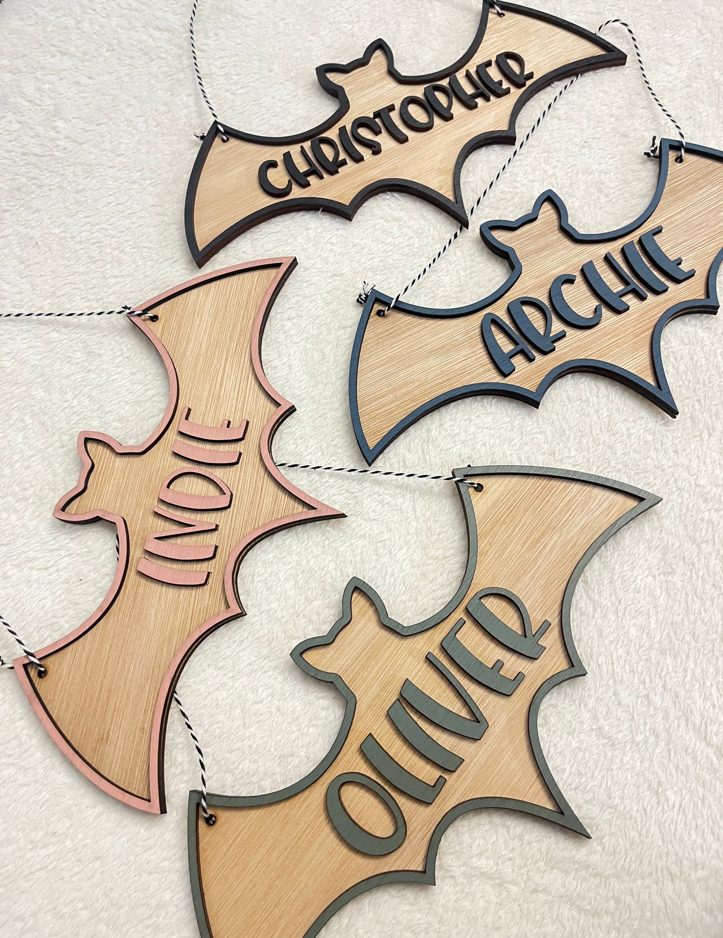 Halloween name sign party decorations bat sign for Halloween gift decorations Halloween wall decor personalised name decor for kids party