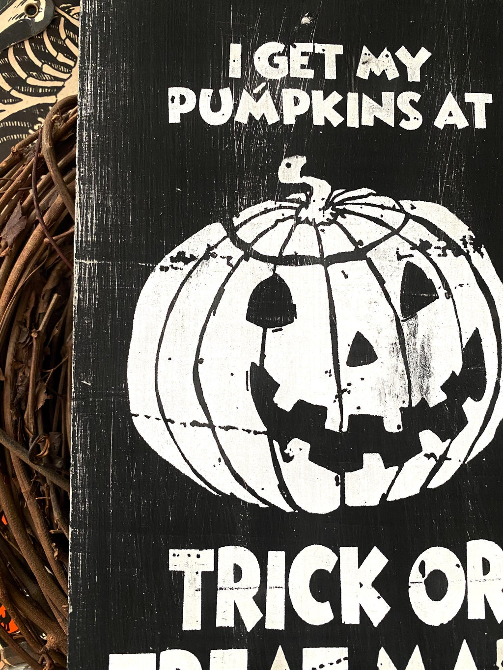 Trick or Treat Mart Solid Wood Sign, Rustic Halloween Decor