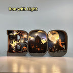 3D Carved Wooden BOO Letter Ornaments,Wooden BOO Sign Lamp,Home Table Decor,Wall Decoration Art,Halloween Decor,Halloween Gift,Spooky Season