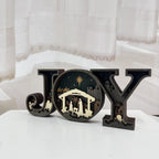 3D Carved Wooden JOY Letter Ornaments,Wooden JOY Sign Lamp,Halloween/Christmas Desk Decor,Wall Decoration Art,Christmas Gift,Merry Christmas