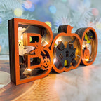 3D Carved Wooden Ghost BOO Sign, Halloween/Christmas Decoration,Tabletop Decorations,Seasonal Decor,Gift Artistry and Luminary Symbol,