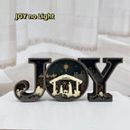 3D Carved Wooden JOY Letter Ornaments,Wooden JOY Sign Lamp,Halloween/Christmas Desk Decor,Wall Decoration Art,Christmas Gift,Merry Christmas