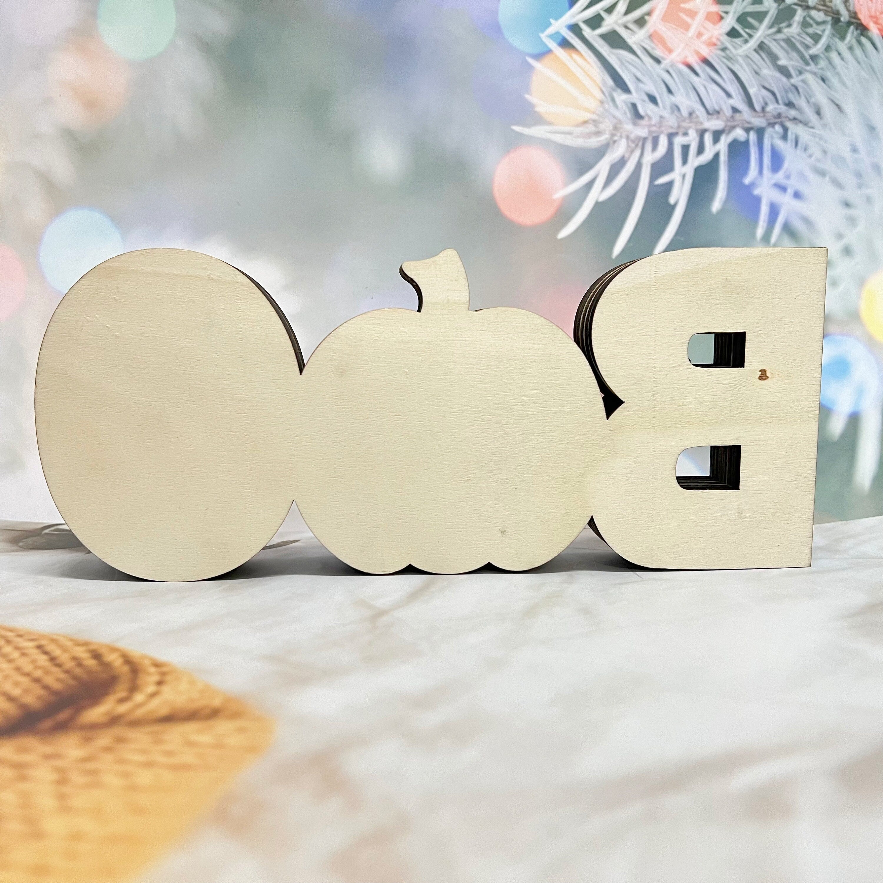 3D Carved Wooden Ghost BOO Sign, Halloween/Christmas Decoration,Tabletop Decorations,Seasonal Decor,Gift Artistry and Luminary Symbol,
