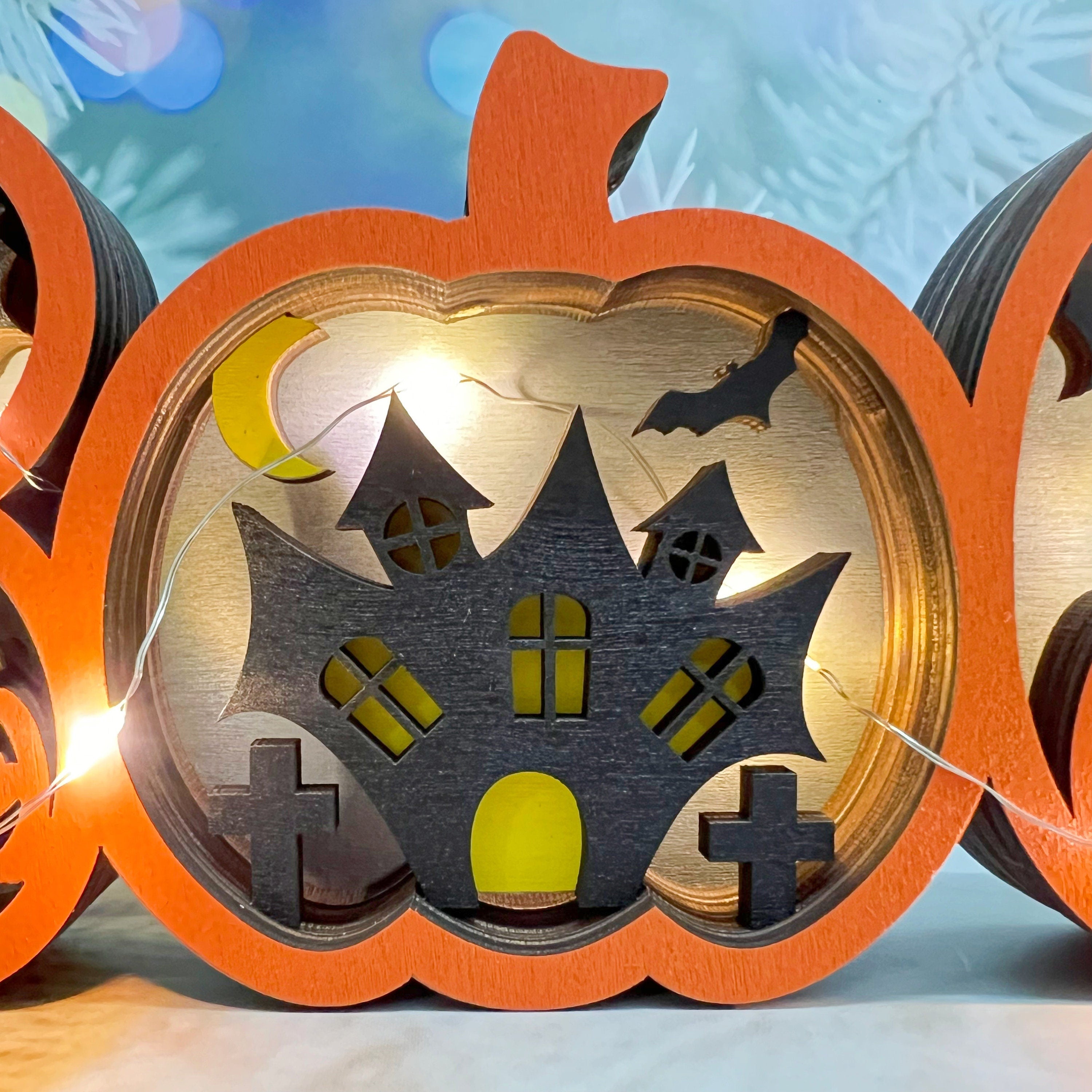 3D Carved Wooden Ghost BOO Sign, Halloween/Christmas Decoration,Tabletop Decorations,Seasonal Decor,Gift Artistry and Luminary Symbol,
