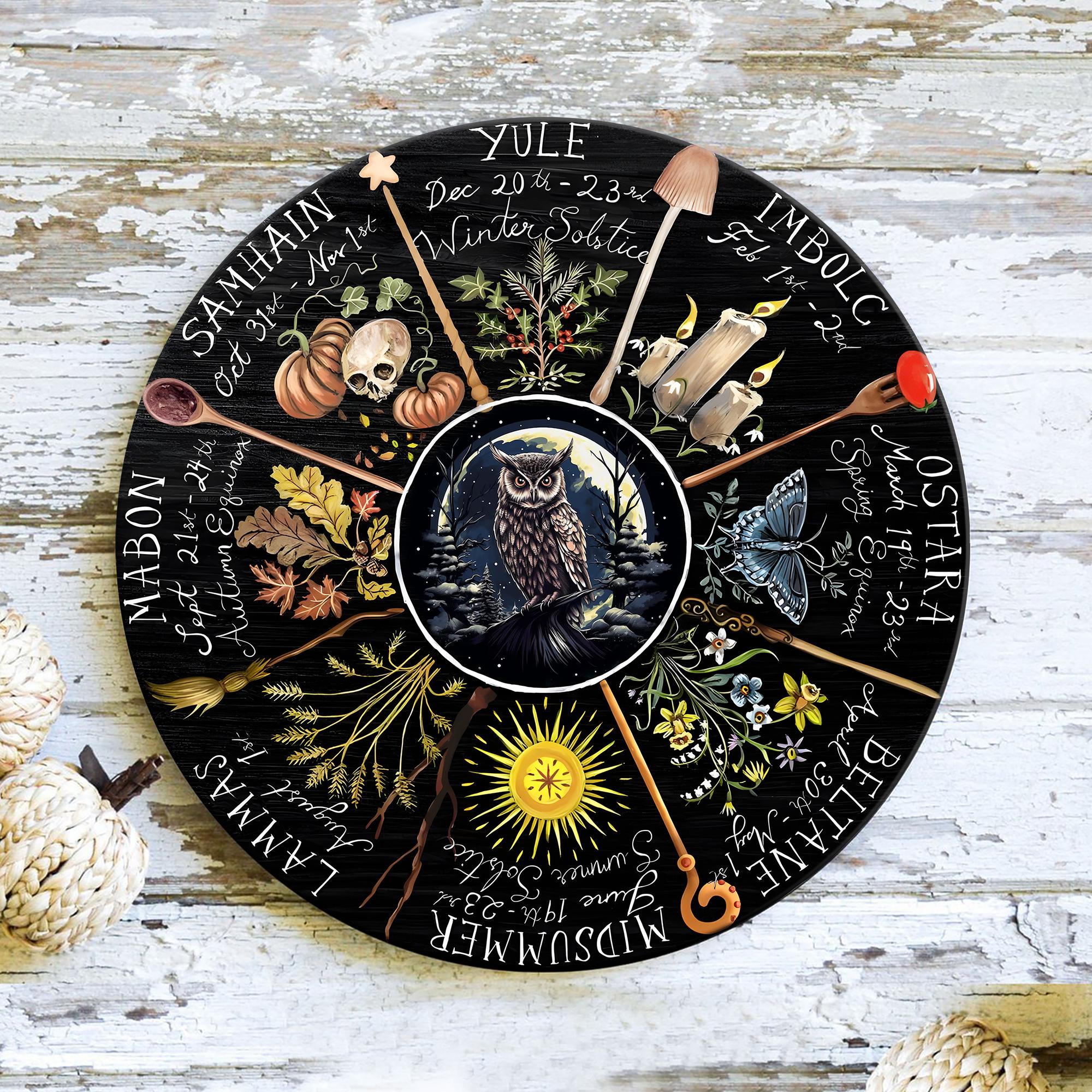 Wooden Wheel Of The Year Witchcraft Decor