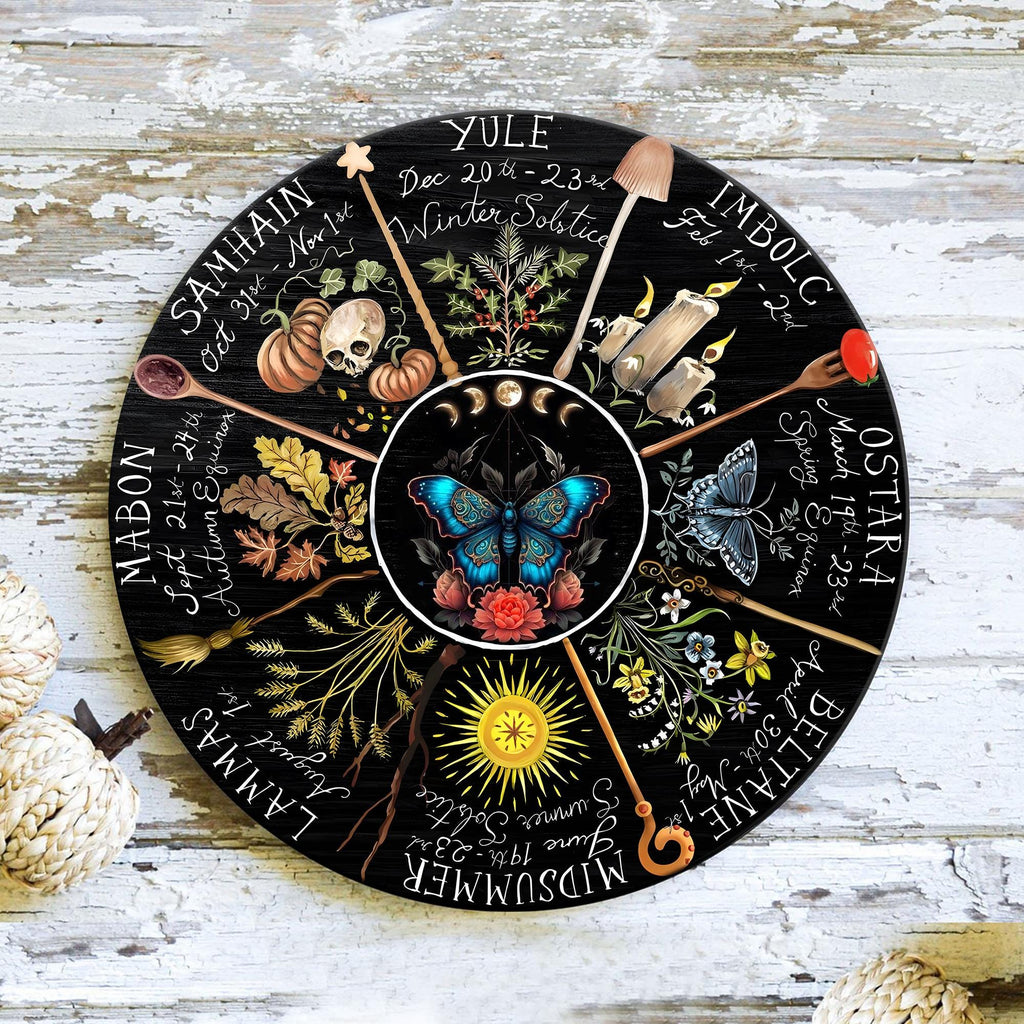 Wooden Wheel Of The Year Witchcraft Decor