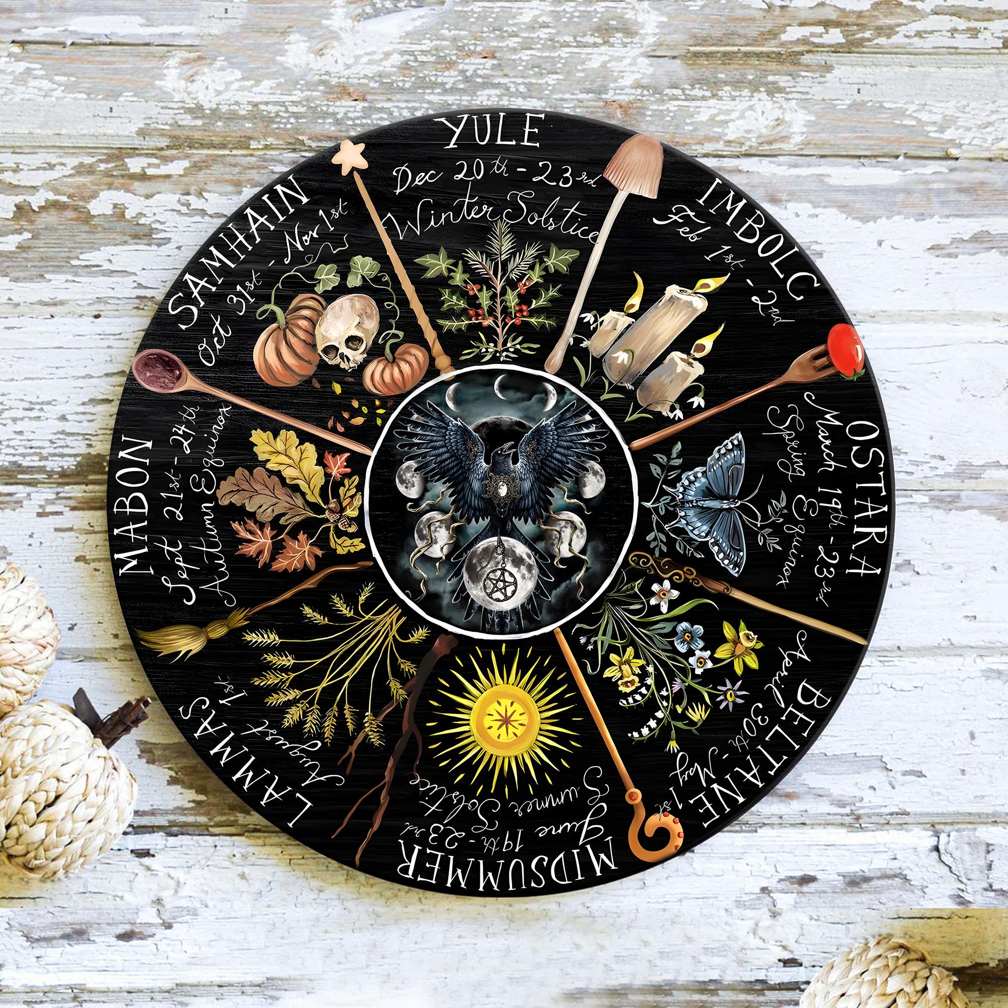 Wooden Wheel Of The Year Witchcraft Decor