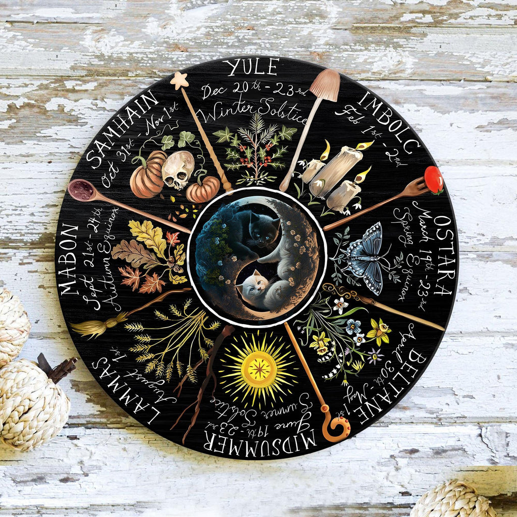Wooden Wheel Of The Year Witchcraft Decor