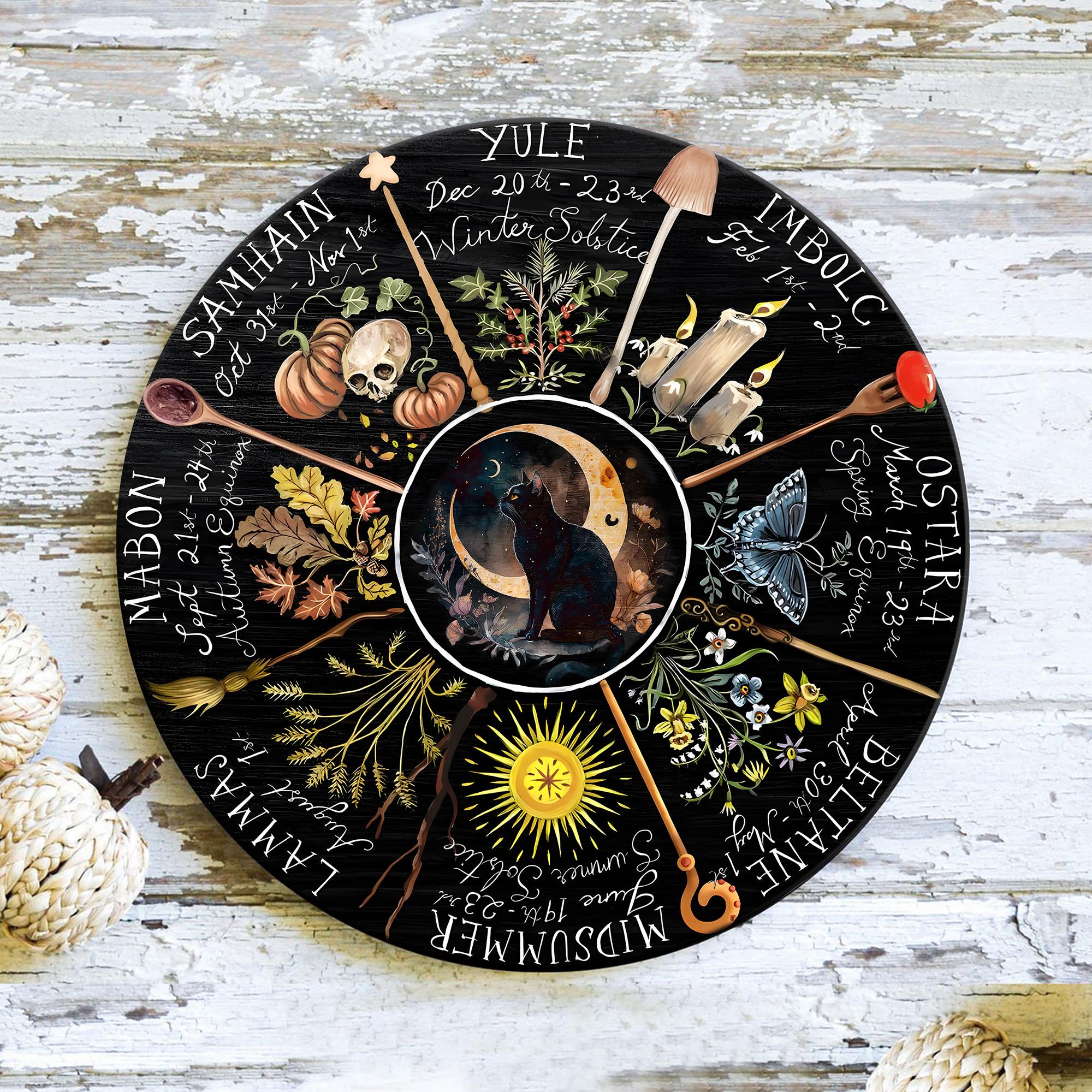 Wooden Wheel Of The Year Witchcraft Decor