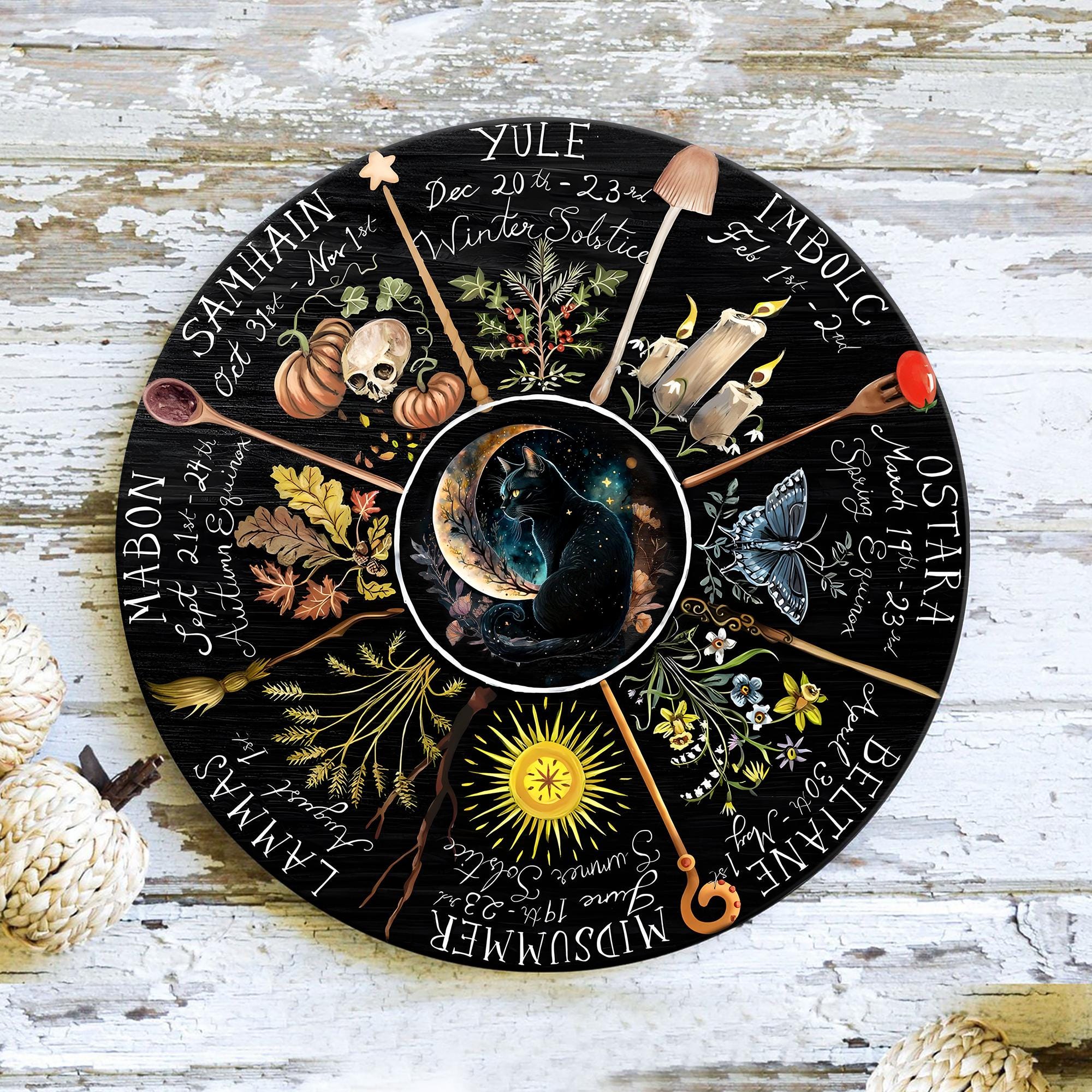 Wooden Wheel Of The Year Witchcraft Decor
