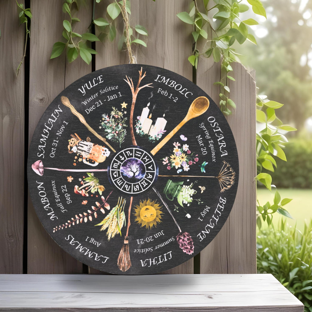 Wheel of the Year Round Wood Sign