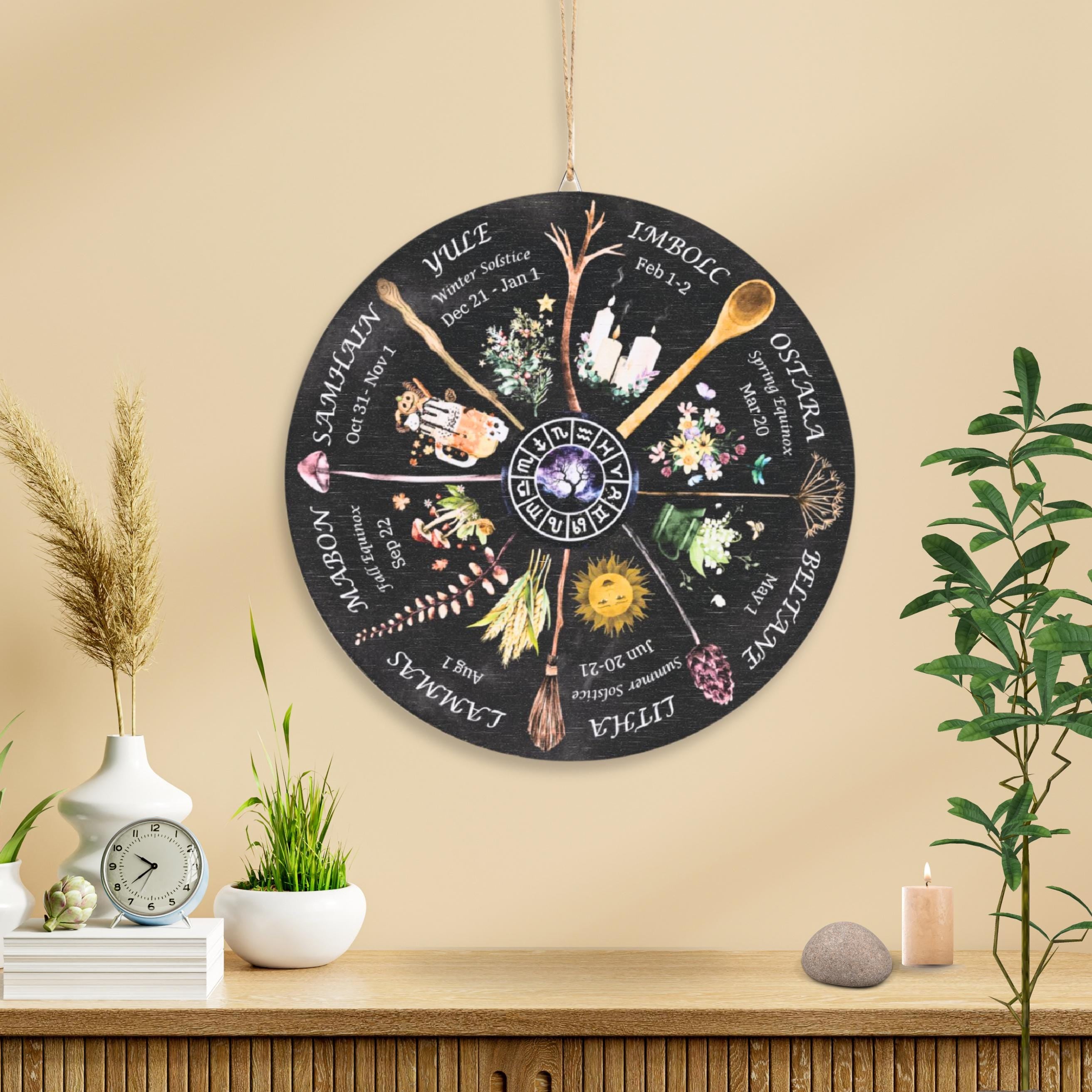 Wheel of the Year Round Wood Sign