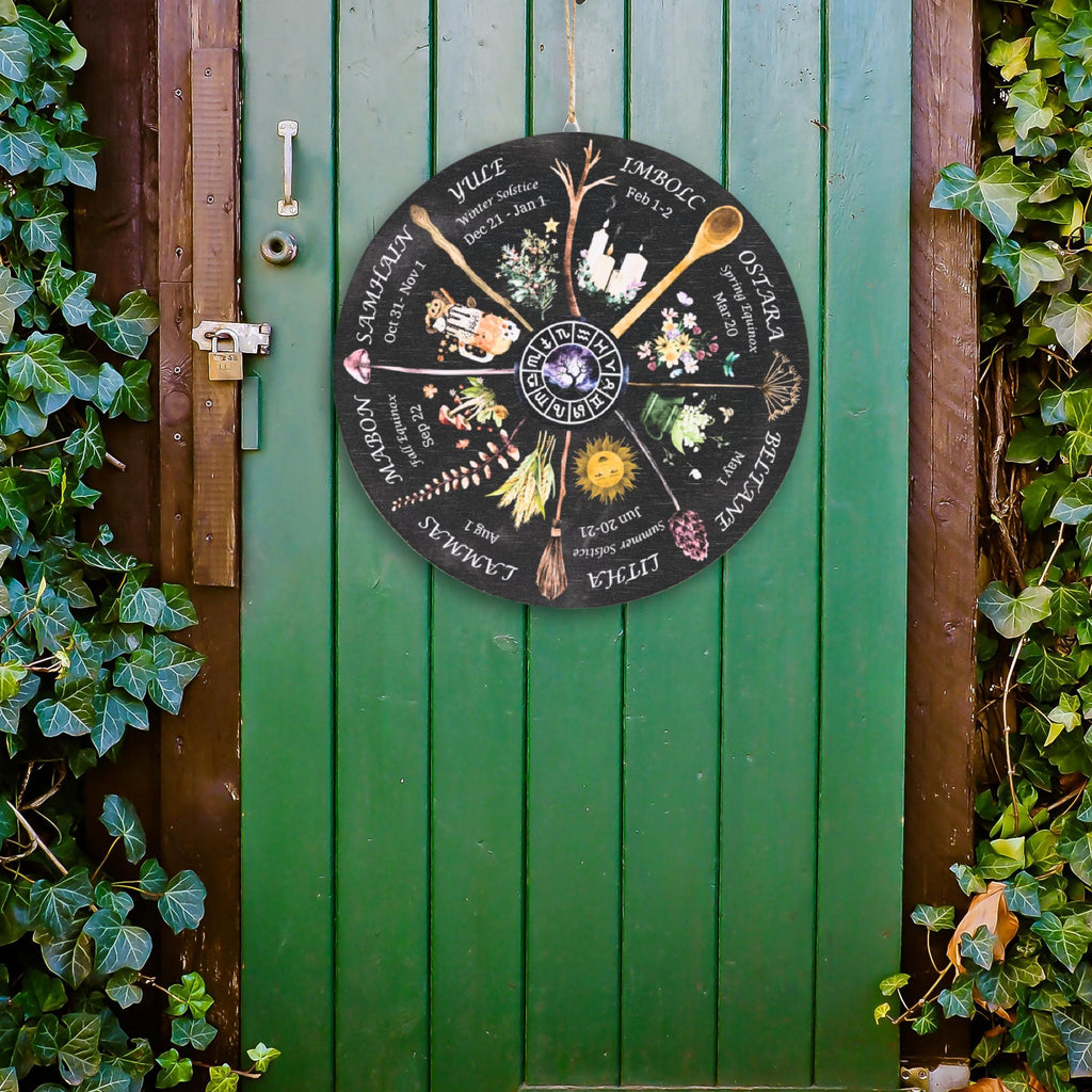 Wheel of the Year Round Wood Sign