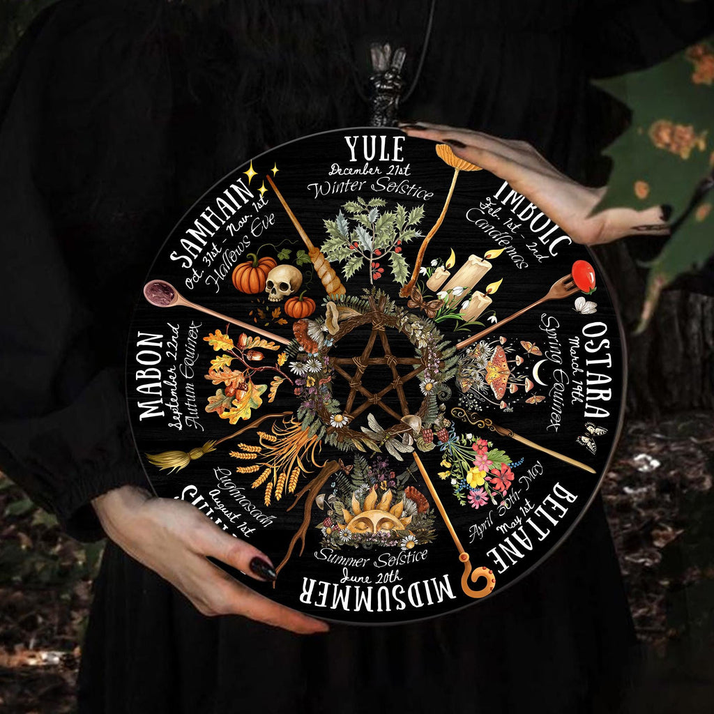 Wooden Wheel Of The Year Witchcraft Decor
