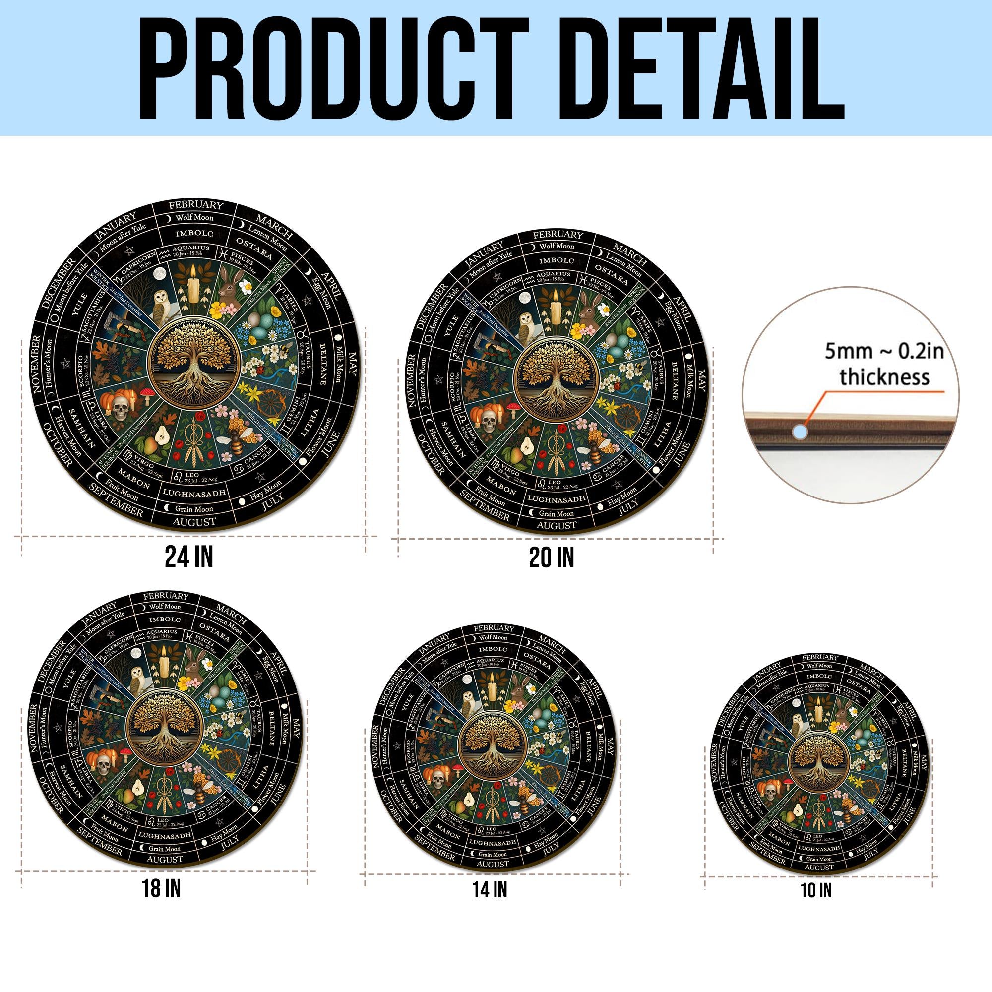 Wooden Wheel Of The Year Pagan Calendar